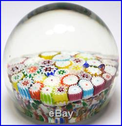 Vintage GLASS PAPERWEIGHT 3 Magnum MILLEFIORI Concentric Canes LUTZ BASE Murano