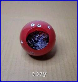 Vintage Glass Eye Studio GES Red with Stars Celestial 1997 Paperweight 3