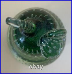 Vintage Green Sommerso Murano Art Glass Pear Paperweight-Controlled Air Bubbles