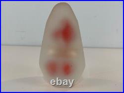 Vintage Hand Blown Art Glass Paperweight with Frosted Swirl & Red Abstract Dec