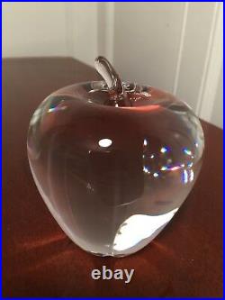 Vintage Hand-Signed STEUBEN APPLE 4 Crystal Glass Paperweight Figurine #7874 1A