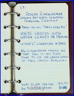 Vintage Joe Zimmerman White Crocus Footed Glass Paperweight