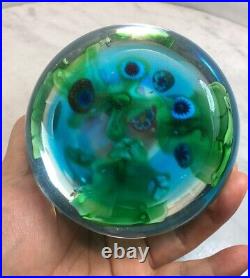 Vintage Large Art Glass Frogs Lilypad Flower Paperweight Unusual