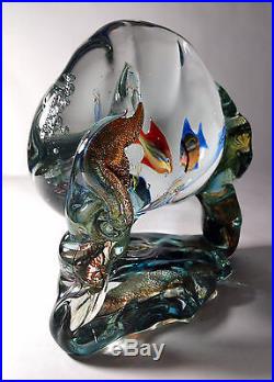 Vintage Large MURANO AQUARIUM Glass Art Italian Fish Paperweight Sculpture
