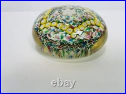 Vintage Large Millefiori Hand Blown Paperweight Floral Star