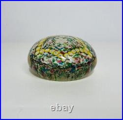 Vintage Large Millefiori Hand Blown Paperweight Floral Star