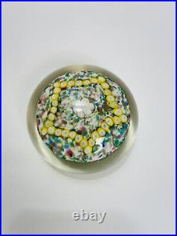 Vintage Large Millefiori Hand Blown Paperweight Floral Star