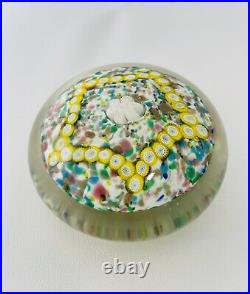 Vintage Large Millefiori Hand Blown Paperweight Floral Star