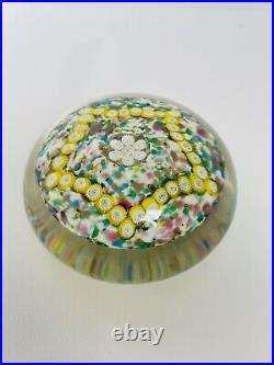 Vintage Large Millefiori Hand Blown Paperweight Floral Star