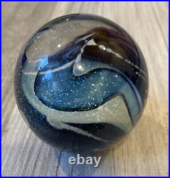 Vintage MCM Robert Eickholt Art Glass Paperweight 1984 3.5 High Iridescent