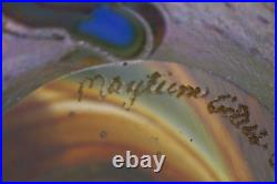 Vintage Maytime Hand Blown Swirl Art Glass Round Paperweight Multicolor 3