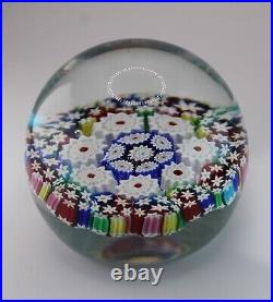 Vintage Millefiori Glass Paperweight, Floral Art Glass Dome, Murano Style