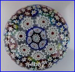 Vintage Millefiori Glass Paperweight, Floral Art Glass Dome, Murano Style