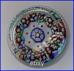 Vintage Millefiori Glass Paperweight, Floral Art Glass Dome, Murano Style