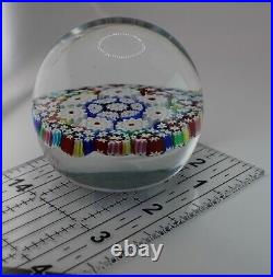 Vintage Millefiori Glass Paperweight, Floral Art Glass Dome, Murano Style