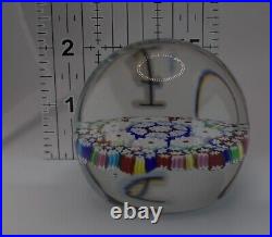 Vintage Millefiori Glass Paperweight, Floral Art Glass Dome, Murano Style