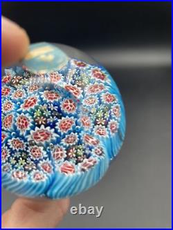 Vintage Millefiori Murano Art Glass Paperweight With Signature Cane 2x2