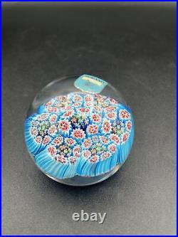 Vintage Millefiori Murano Art Glass Paperweight With Signature Cane 2x2