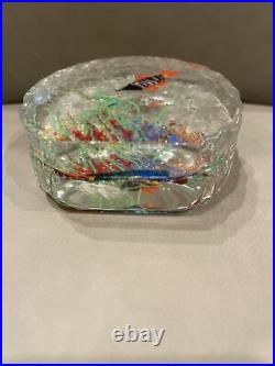 Vintage Murano Art Glass Aquarium Fish & Coral 3.25 X. 3.25 MCM withsticker