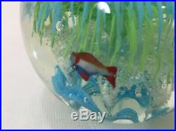 Vintage Murano Art Glass Ball Fish Paperweight, 4 3/4 Tall, 4 Lbs 4 Oz