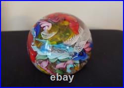 Vintage Murano Art Glass Paperweight Latticinio Ribbon SIGNED