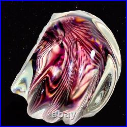 Vintage Murano Art Glass Paperweight Niel Duman Signed Glass 3T 4W Purple B6