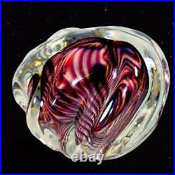 Vintage Murano Art Glass Paperweight Niel Duman Signed Glass 3T 4W Purple B6