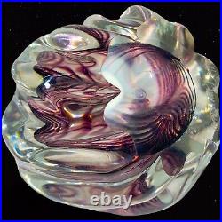 Vintage Murano Art Glass Paperweight Niel Duman Signed Glass 3T 4W Purple B6