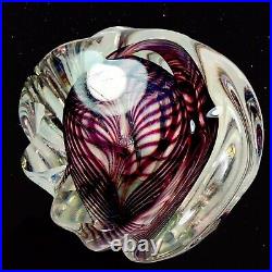 Vintage Murano Art Glass Paperweight Niel Duman Signed Glass 3T 4W Purple B6