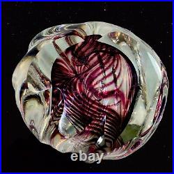 Vintage Murano Art Glass Paperweight Niel Duman Signed Glass 3T 4W Purple B6