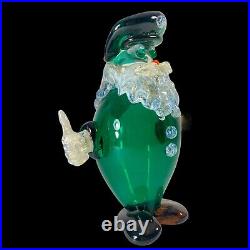 Vintage Murano Art Glass Paperweight Pirate 9T 7W Green Crafted Glass Figurine