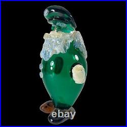 Vintage Murano Art Glass Paperweight Pirate 9T 7W Green Crafted Glass Figurine