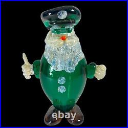 Vintage Murano Art Glass Paperweight Pirate 9T 7W Green Crafted Glass Figurine