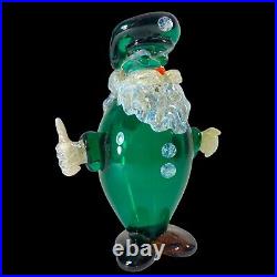 Vintage Murano Art Glass Paperweight Pirate 9T 7W Green Crafted Glass Figurine