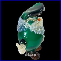 Vintage Murano Art Glass Paperweight Pirate 9T 7W Green Crafted Glass Figurine