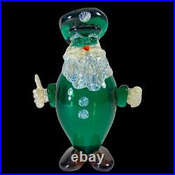 Vintage Murano Art Glass Paperweight Pirate 9T 7W Green Crafted Glass Figurine