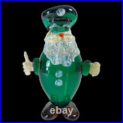 Vintage Murano Art Glass Paperweight Pirate 9T 7W Green Crafted Glass Figurine