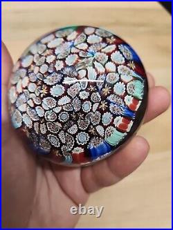 Vintage Murano Close Packed Millefiori Art Glass Paperweight 3in 1lb