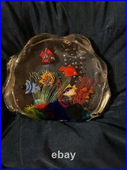 Vintage Murano Glass Paperweight/Multicolor Fish Aquarium