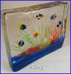 Vintage Murano Italian Art Glass Fish Aquarium Large Paperweight Sculpture Decor