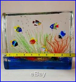 Vintage Murano Italian Art Glass Fish Aquarium Large Paperweight Sculpture Decor