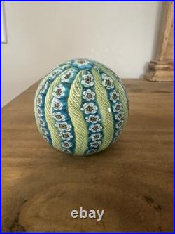 Vintage Murano Millefiori Latticino 9 Spoke Art Glass Paperweight 3t 2.25w