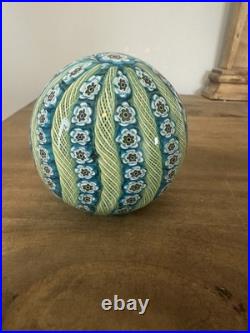 Vintage Murano Millefiori Latticino 9 Spoke Art Glass Paperweight 3t 2.25w