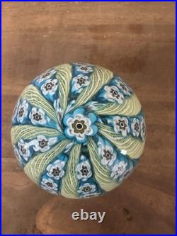 Vintage Murano Millefiori Latticino 9 Spoke Art Glass Paperweight 3t 2.25w