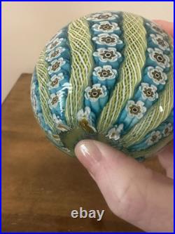 Vintage Murano Millefiori Latticino 9 Spoke Art Glass Paperweight 3t 2.25w