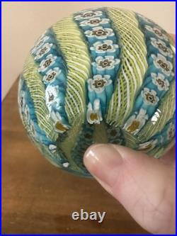 Vintage Murano Millefiori Latticino 9 Spoke Art Glass Paperweight 3t 2.25w