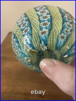 Vintage Murano Millefiori Latticino 9 Spoke Art Glass Paperweight 3t 2.25w