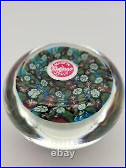 Vintage Murano Paperweight Millefiori Canes Art Glass Green Blue Red White