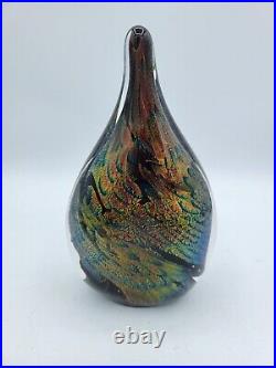 Vintage Murano Style Teardrop Dichroic Glass Sculpture Retro Paperweight 6.5