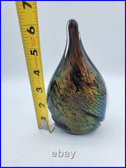 Vintage Murano Style Teardrop Dichroic Glass Sculpture Retro Paperweight 6.5